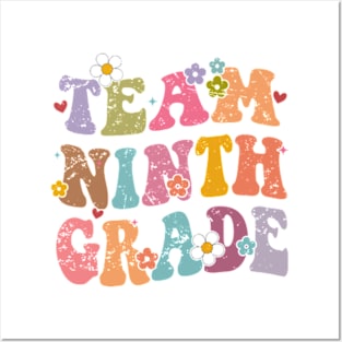 Team Ninth Grade Groovy Back to School Gifts Teacher Student Posters and Art